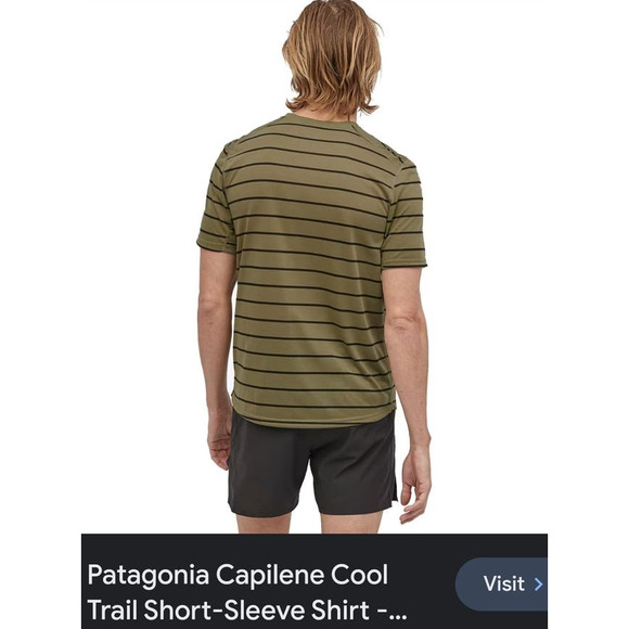 Patagonia Other - Patagonia Men's Green Striped Capilene Cool Trail Crewneck T-shirt. Size L